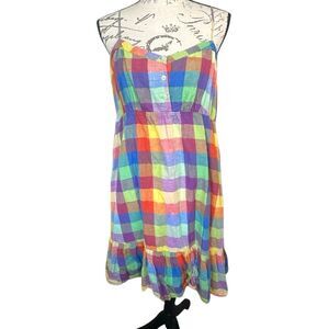 Old Navy Plaid. Colorful Checkered Sun Dress MIDI XL